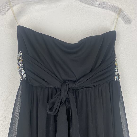 Windsor Dress Womens Medium Rhinestone Empire Waist Y2K High Low Flowy Party M - Picture 5 of 11